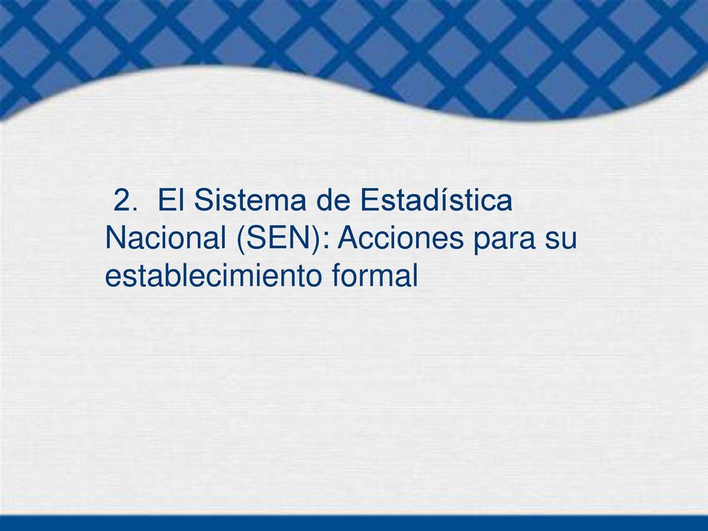 2. El Sistema de Estadística Nacional (SEN): Acciones para su establecimiento formal