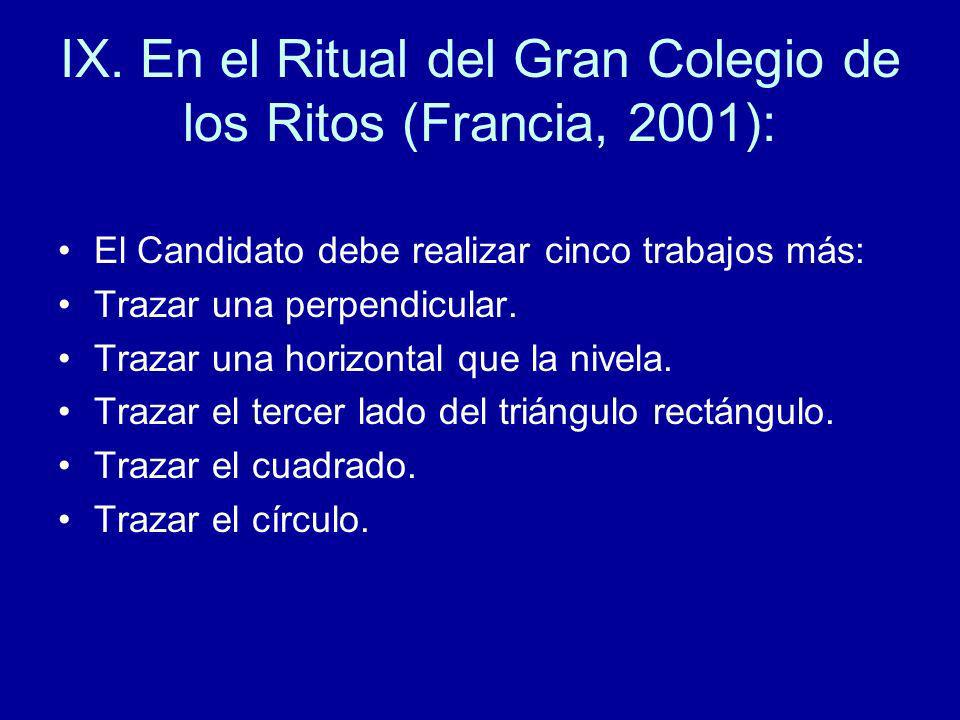 IX. En el Ritual del Gran Colegio de los Ritos (Francia, 2001):