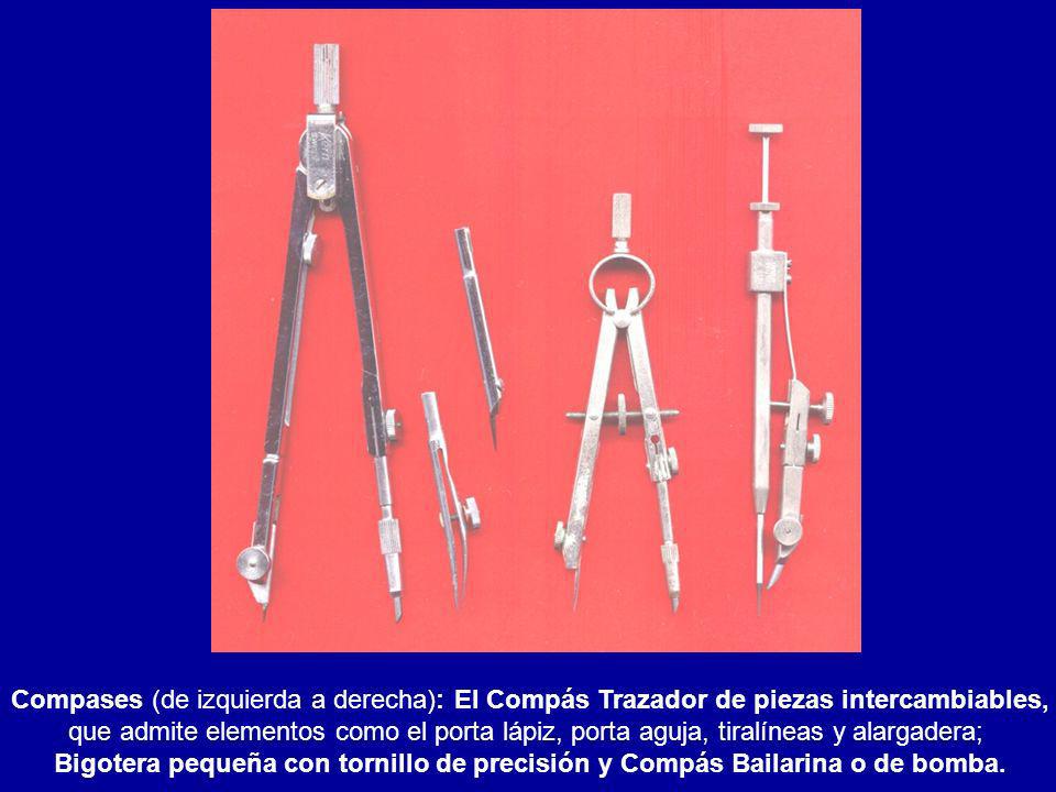 Compases (de izquierda a derecha): El Compás Trazador de piezas intercambiables,