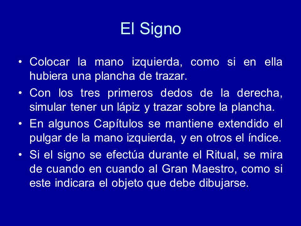 El Signo Colocar la mano izquierda, como si en ella hubiera una plancha de trazar.