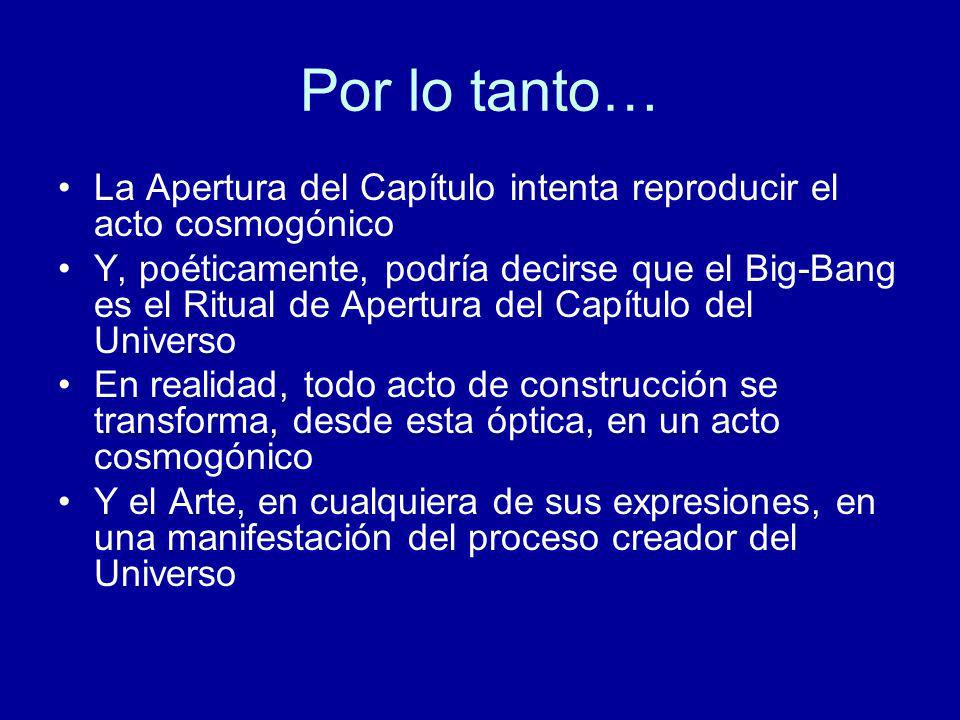 Por lo tanto… La Apertura del Capítulo intenta reproducir el acto cosmogónico.