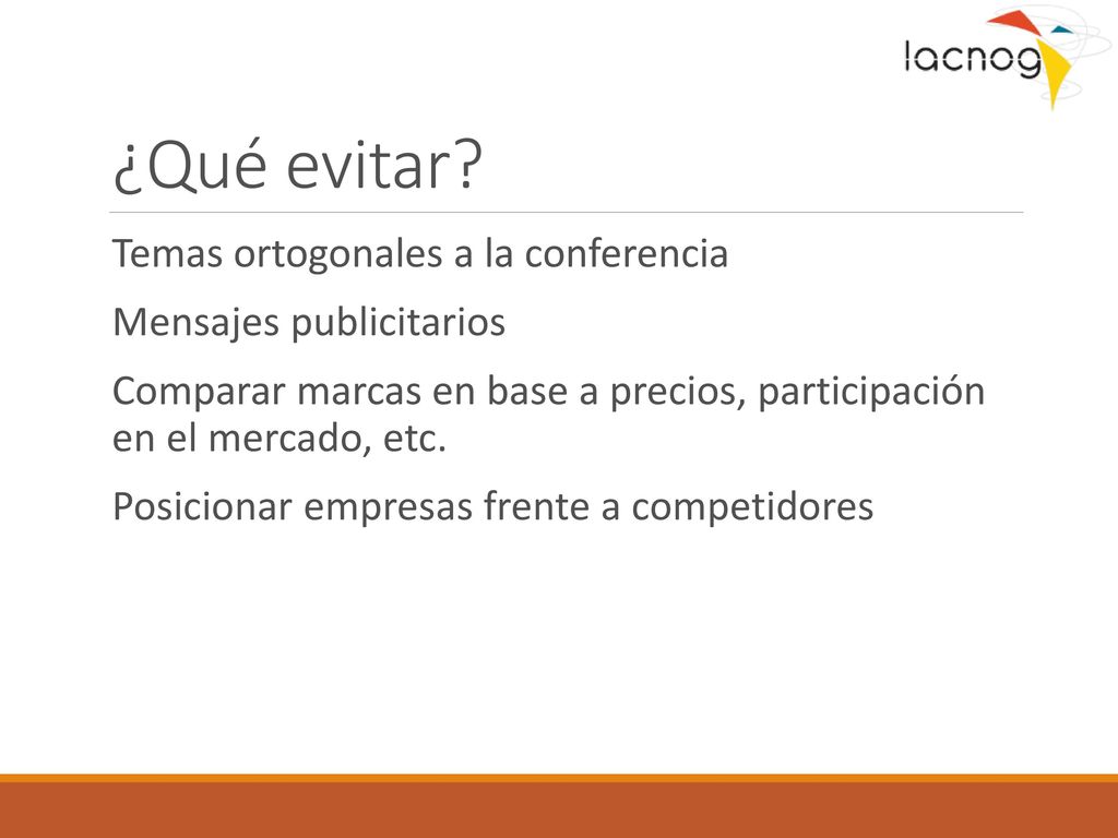 ¿Qué evitar Temas ortogonales a la conferencia Mensajes publicitarios