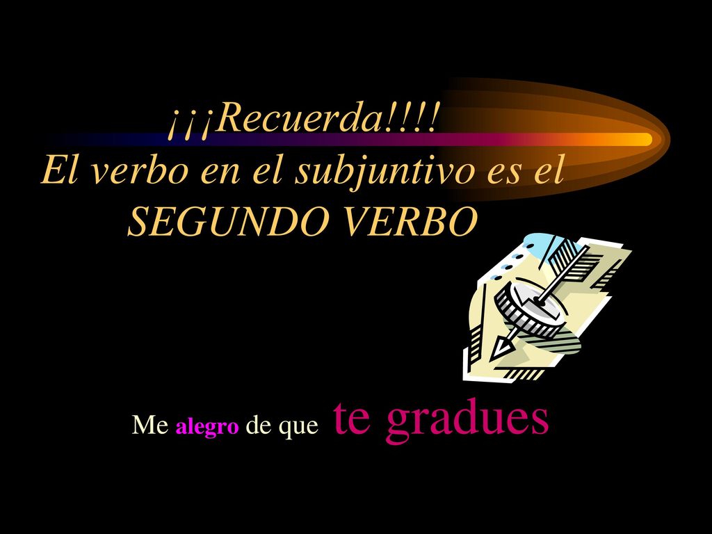 ¡¡¡Recuerda!!!! El verbo en el subjuntivo es el SEGUNDO VERBO