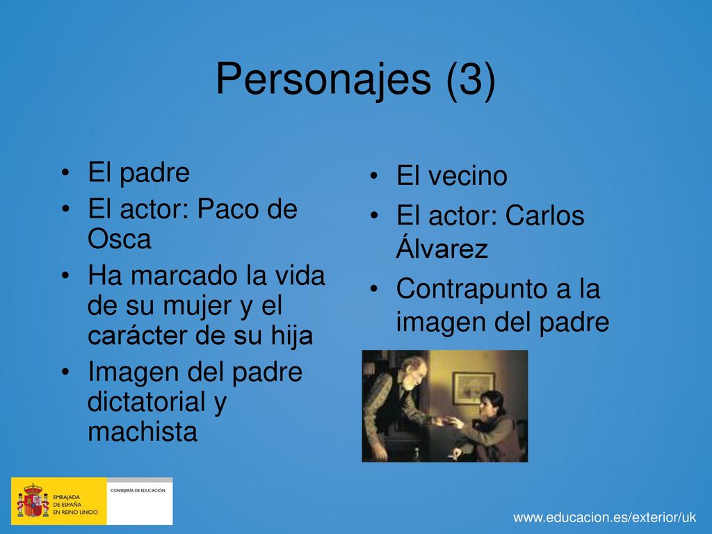 Personajes (3) El padre El actor: Paco de Osca