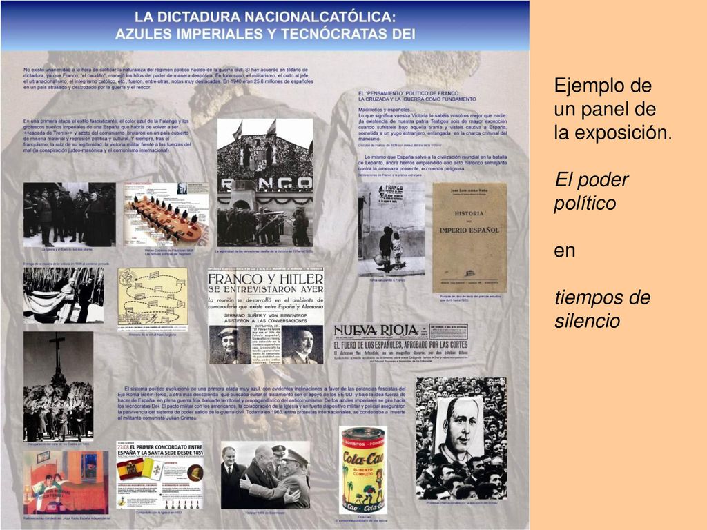 Ejemplo de un panel de la exposición. El poder político en tiempos de silencio