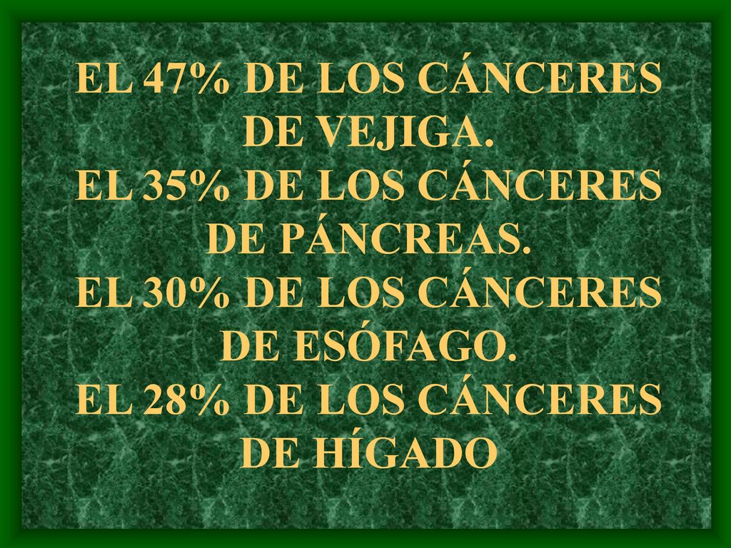 EL 47% DE LOS CÁNCERES DE VEJIGA. EL 35% DE LOS CÁNCERES DE PÁNCREAS