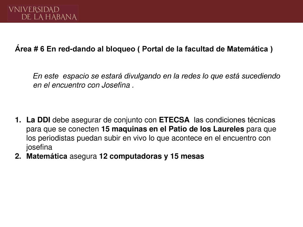 Área # 6 En red-dando al bloqueo ( Portal de la facultad de Matemática )