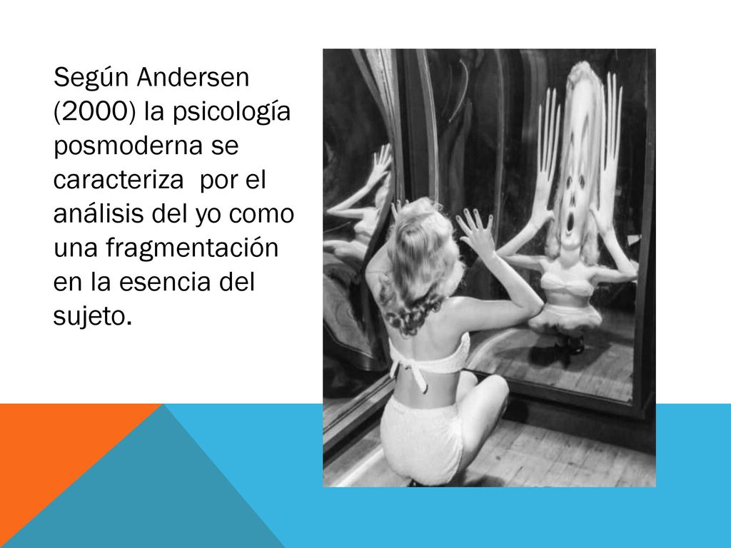 Según Andersen (2000) la psicología posmoderna se caracteriza por el análisis del yo como una fragmentación en la esencia del sujeto.