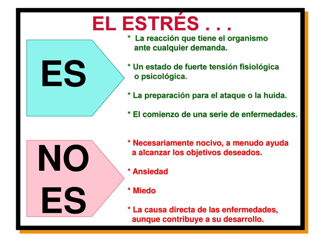 ES NO ES EL ESTRÉS * La reacción que tiene el organismo