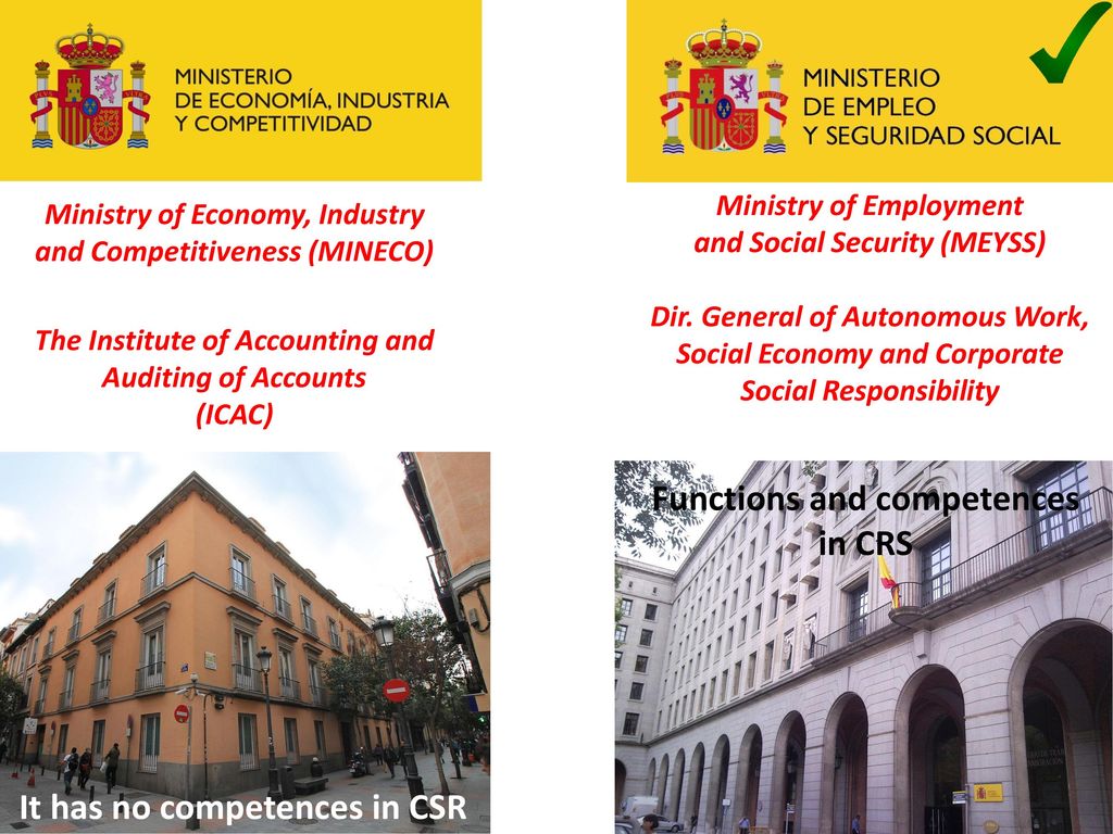 Functions and competences in CRS It has no competences in CSR