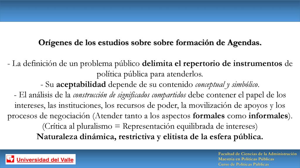 Orígenes de los estudios sobre sobre formación de Agendas