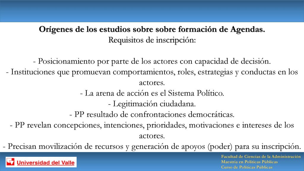 Orígenes de los estudios sobre sobre formación de Agendas
