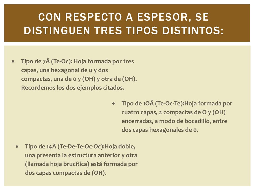 Con respecto a espesor, se distinguen tres tipos distintos: