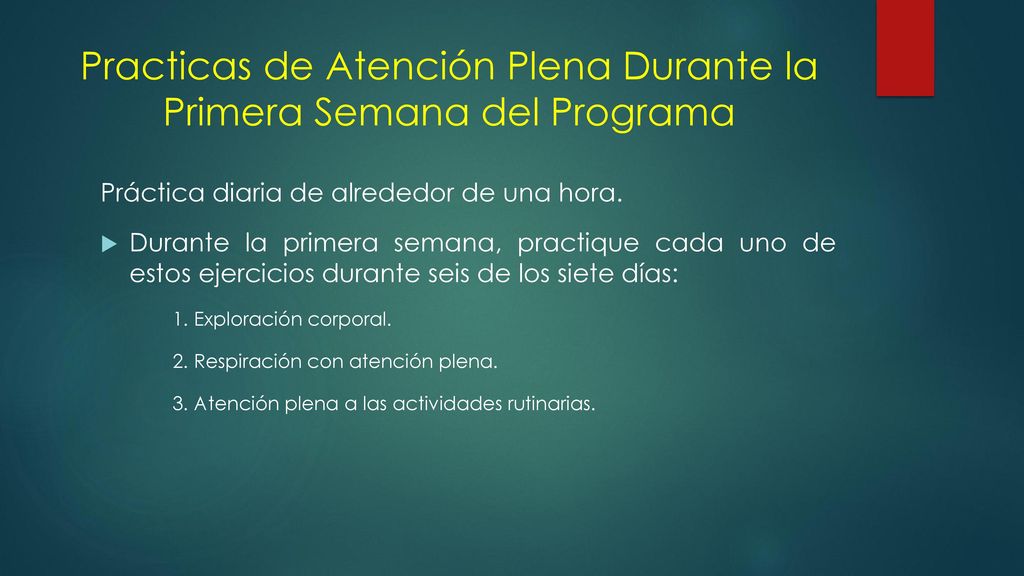 Practicas de Atención Plena Durante la Primera Semana del Programa