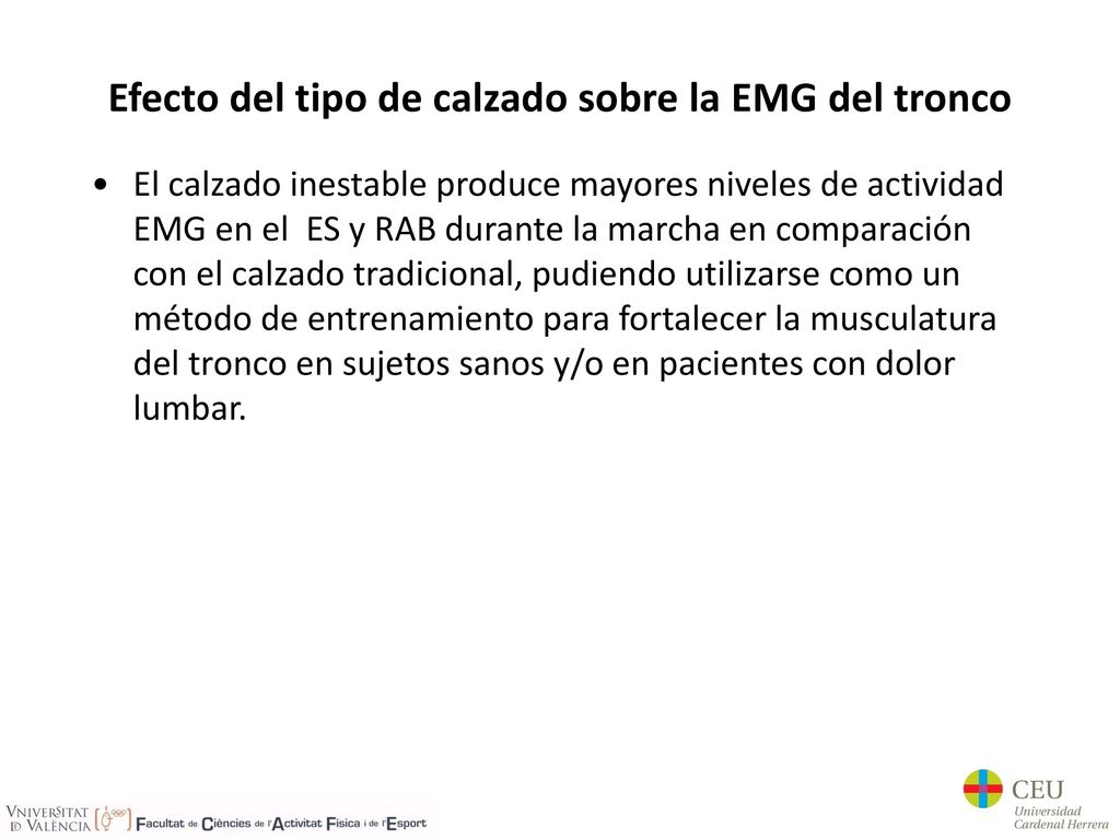 Efecto del tipo de calzado sobre la EMG del tronco