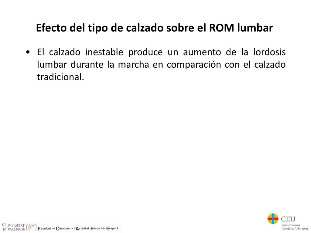 Efecto del tipo de calzado sobre el ROM lumbar