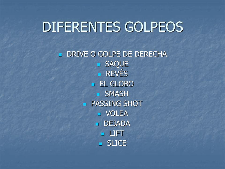 DRIVE O GOLPE DE DERECHA