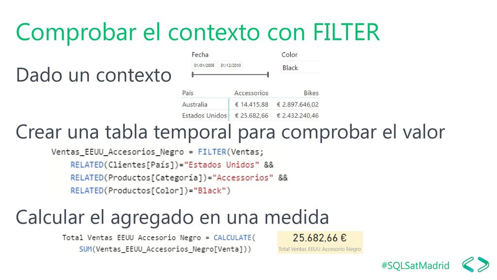 Comprobar el contexto con FILTER