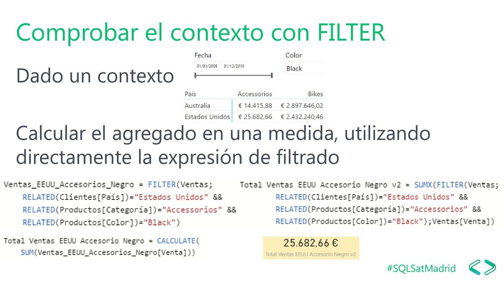 Comprobar el contexto con FILTER