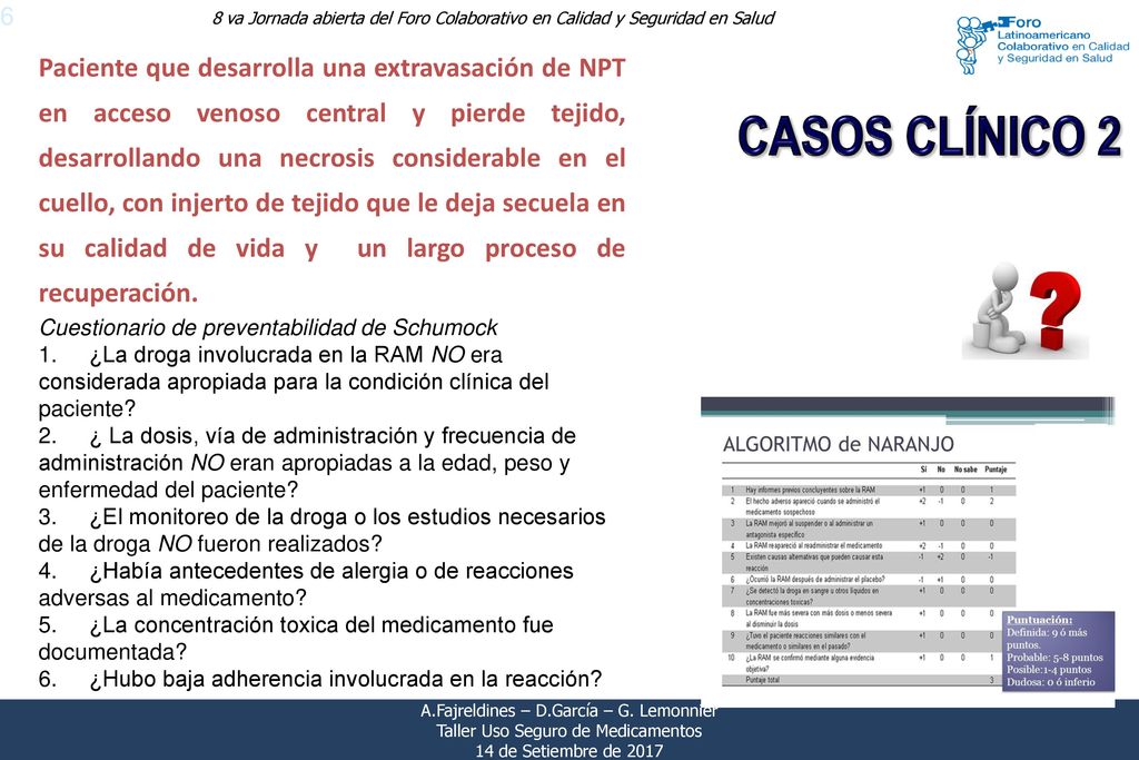 Paciente que desarrolla una extravasación de NPT en acceso venoso central y pierde tejido, desarrollando una necrosis considerable en el cuello, con injerto de tejido que le deja secuela en su calidad de vida y un largo proceso de recuperación.
