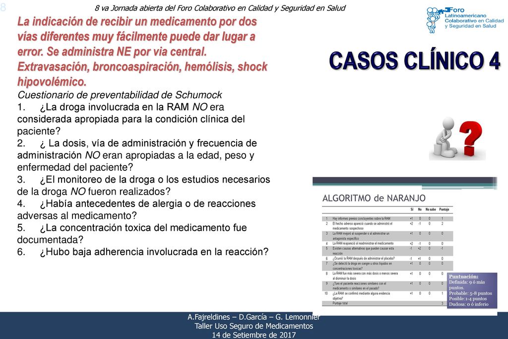La indicación de recibir un medicamento por dos vías diferentes muy fácilmente puede dar lugar a error. Se administra NE por via central. Extravasación, broncoaspiración, hemólisis, shock hipovolémico.