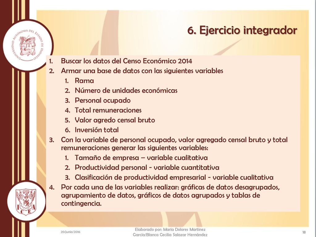 6. Ejercicio integrador Buscar los datos del Censo Económico 2014