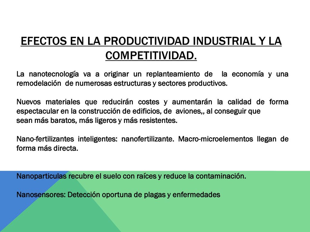 EFECTOS EN LA PRODUCTIVIDAD INDUSTRIAL Y LA COMPETITIVIDAD.