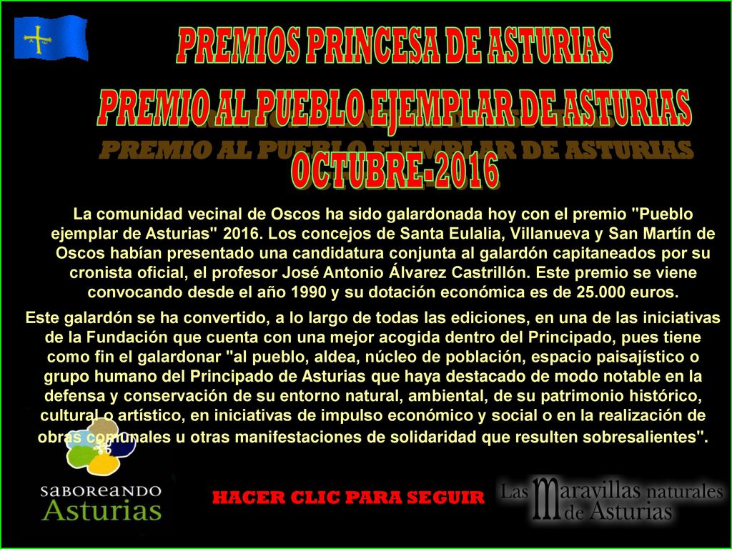 PREMIOS PRINCESA DE ASTURIAS PREMIO AL PUEBLO EJEMPLAR DE ASTURIAS