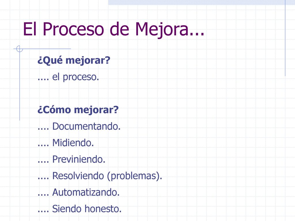 El Proceso de Mejora... ¿Qué mejorar .... el proceso. ¿Cómo mejorar