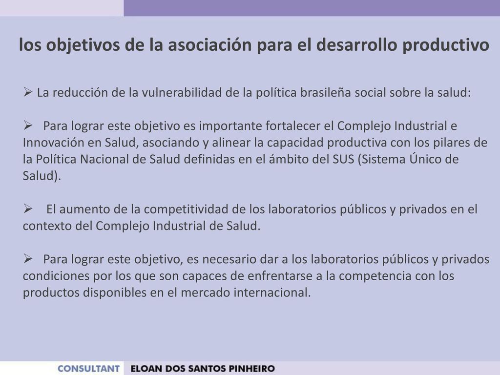 los objetivos de la asociación para el desarrollo productivo