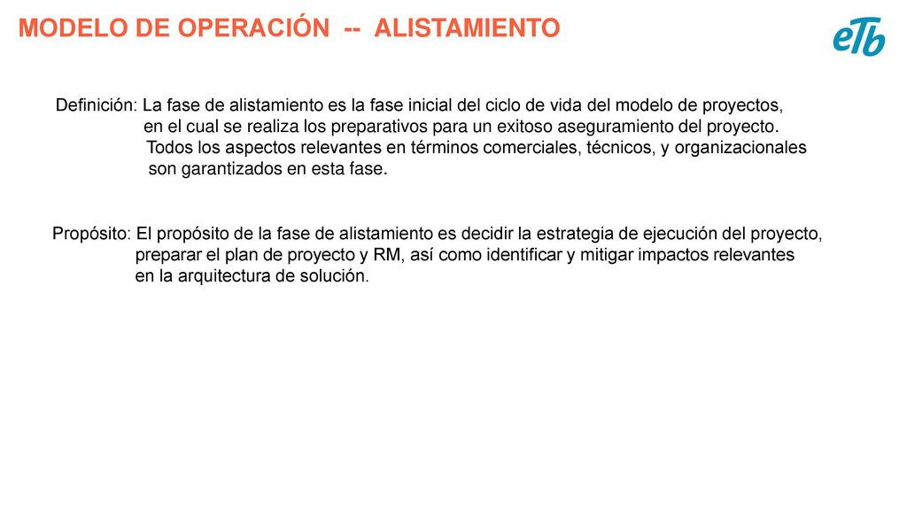 MODELO DE OPERACIÓN -- ALISTAMIENTO