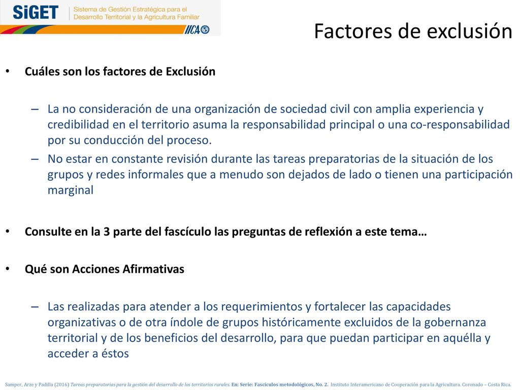 Factores de exclusión Cuáles son los factores de Exclusión