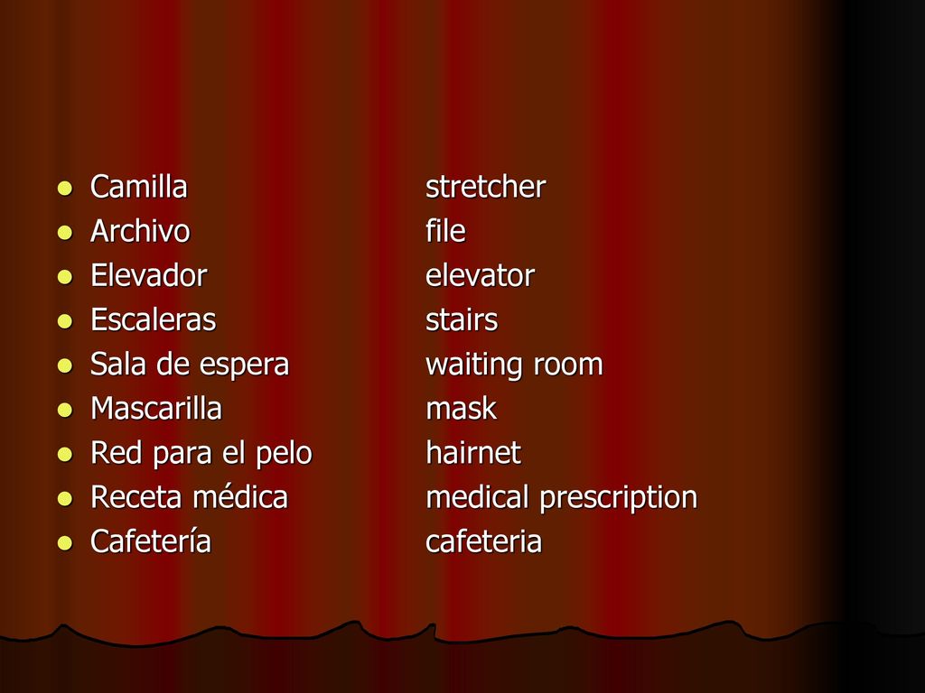Camilla stretcher Archivo file. Elevador elevator. Escaleras stairs. Sala de espera waiting room.