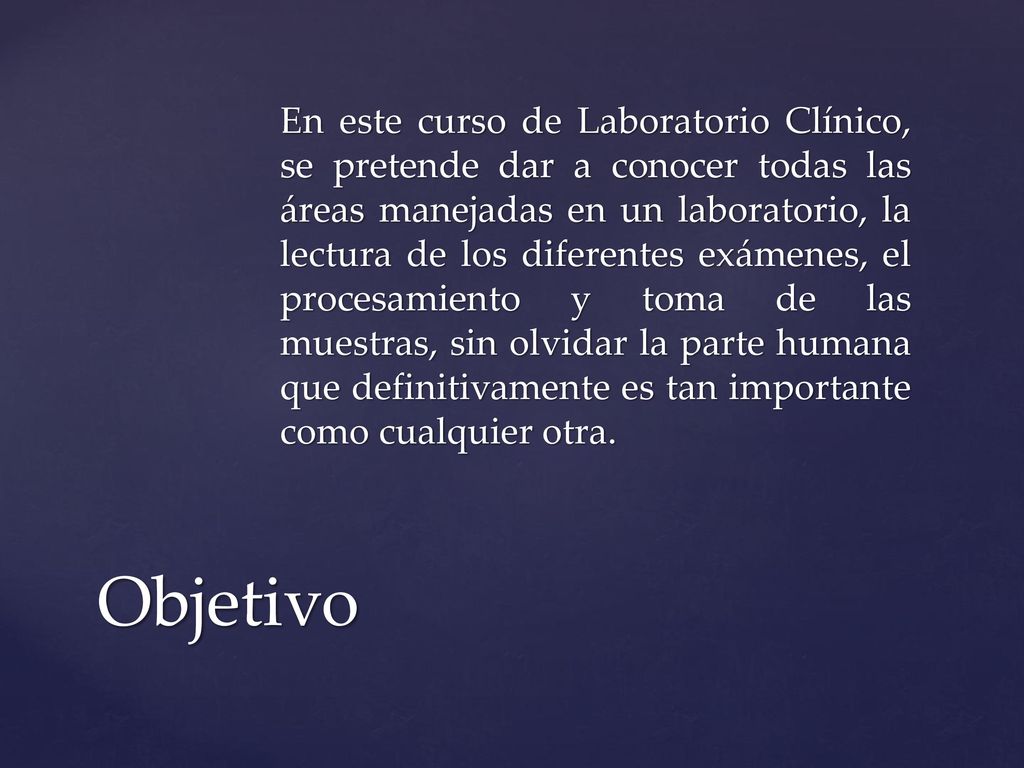 En este curso de Laboratorio Clínico, se pretende dar a conocer todas las áreas manejadas en un laboratorio, la lectura de los diferentes exámenes, el procesamiento y toma de las muestras, sin olvidar la parte humana que definitivamente es tan importante como cualquier otra.