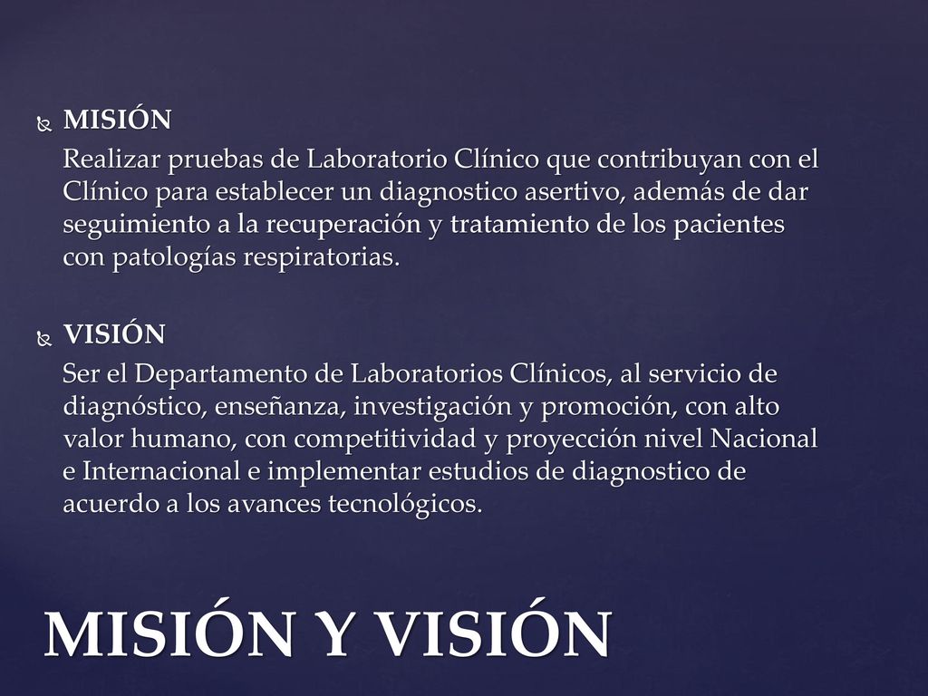 Mision vision de un laboratorio clinico Mision vision de un laboratorio clinico