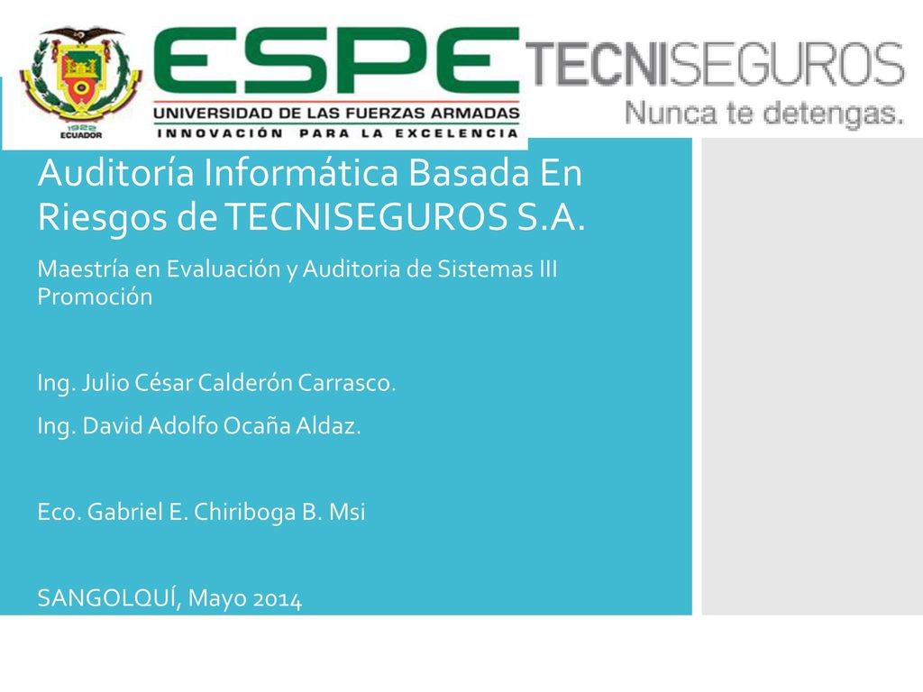 Auditoría Informática Basada En Riesgos de TECNISEGUROS S.A.