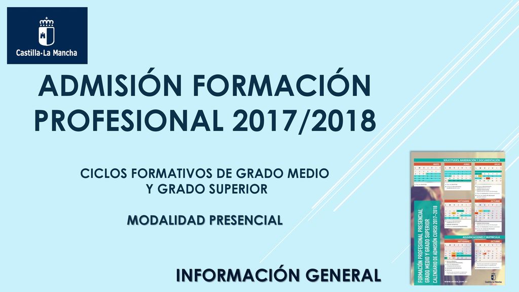 ADMISIÓN FORMACIÓN PROFESIONAL 2017/2018 ciclos formativos de grado medio y grado superior modalidad presencial
