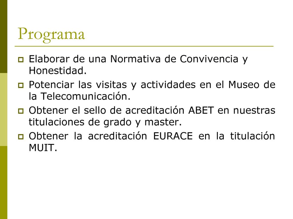 Programa Elaborar de una Normativa de Convivencia y Honestidad.