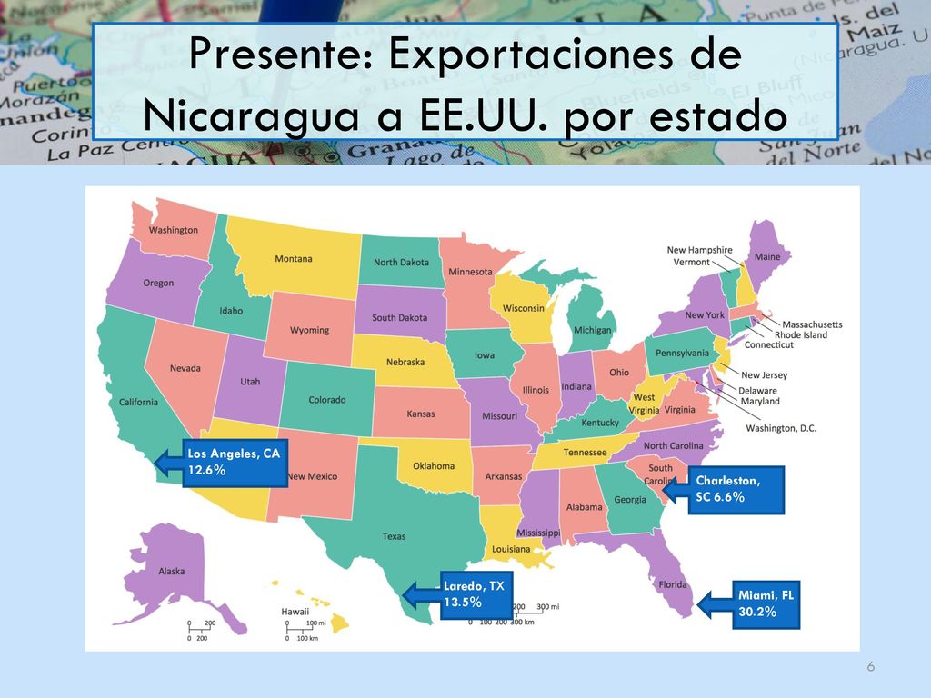 Presente: Exportaciones de Nicaragua a EE.UU. por estado