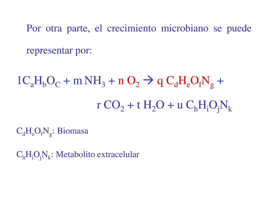 Por otra parte, el crecimiento microbiano se puede representar por: