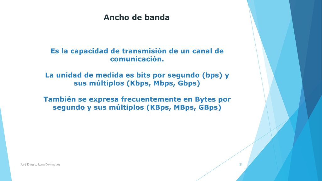 Es la capacidad de transmisión de un canal de comunicación.