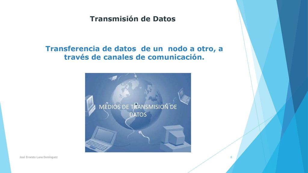 Transmisión de Datos Transferencia de datos de un nodo a otro, a través de canales de comunicación.