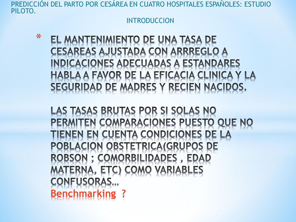 PREDICCIÓN DEL PARTO POR CESÁREA EN CUATRO HOSPITALES ESPAÑOLES: ESTUDIO PILOTO.