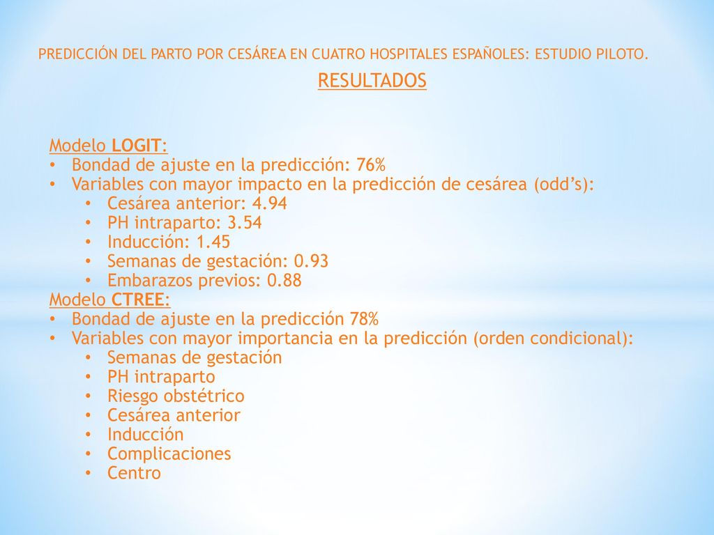 RESULTADOS Modelo LOGIT: Bondad de ajuste en la predicción: 76%
