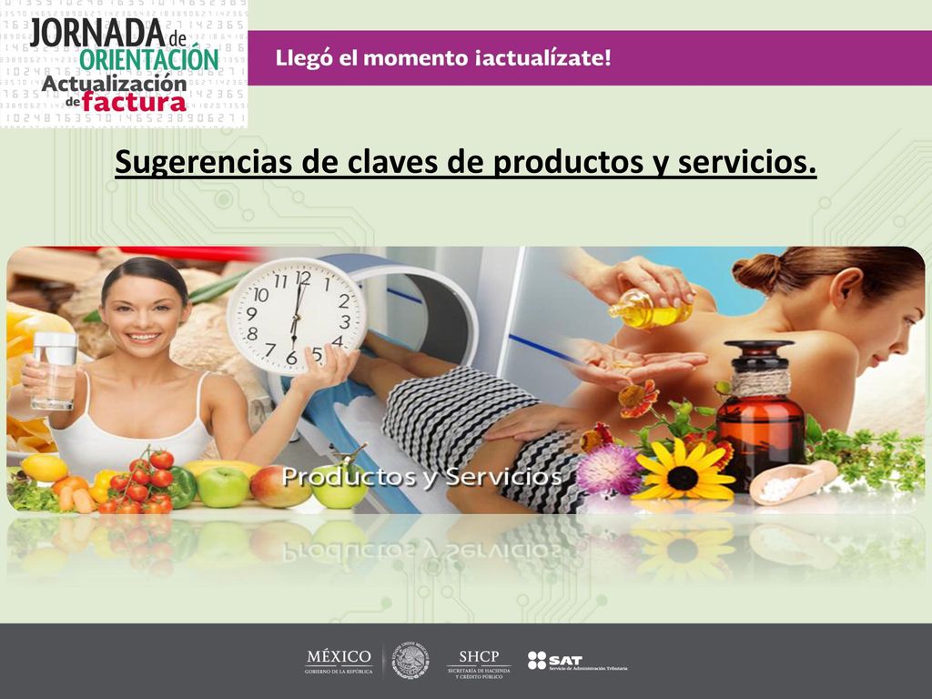 Sugerencias de claves de productos y servicios.