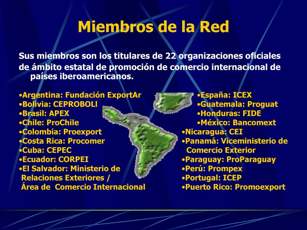 Miembros de la Red Sus miembros son los titulares de 22 organizaciones oficiales.