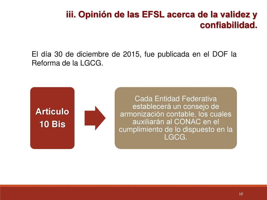 iii. Opinión de las EFSL acerca de la validez y confiabilidad.