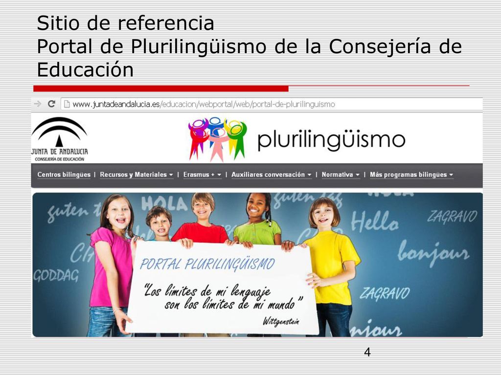Sitio de referencia Portal de Plurilingüismo de la Consejería de Educación