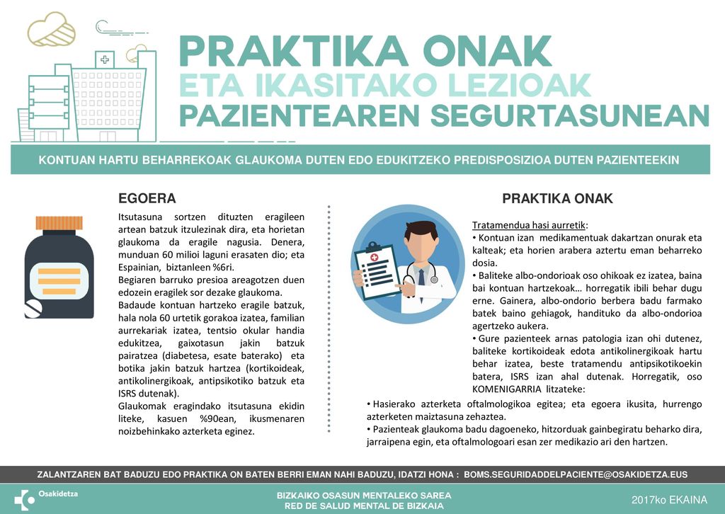KONTUAN HARTU BEHARREKOAK GLAUKOMA DUTEN EDO EDUKITZEKO PREDISPOSIZIOA DUTEN PAZIENTEEKIN