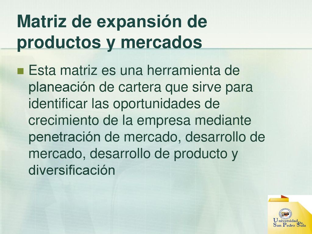 Matriz de expansión de productos y mercados
